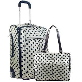 Olympia Luggage Jasmine II Dot Print 2 Piece Carry-On Rolling Luggage Set