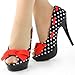 Show Story Sexy Peep Toe Polka Dots Bow Platform Stiletto High Heel Pump,LF30421