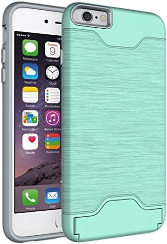 iPhone 6s Case, Ixt Impact Resistant Protective Shell iPhone 6S Wallet Cover Shockproof Rubber Bumper Case Anti-Scratches Hard Cover Skin Card Slot Holder for iPhone 6 6S 4.7 inch (Mint green)