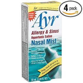 Ayr Allergy & Sinus Hypertonic Saline Nasal Mist, 1.69-Ounce Spray Bottles (Pack of 4)