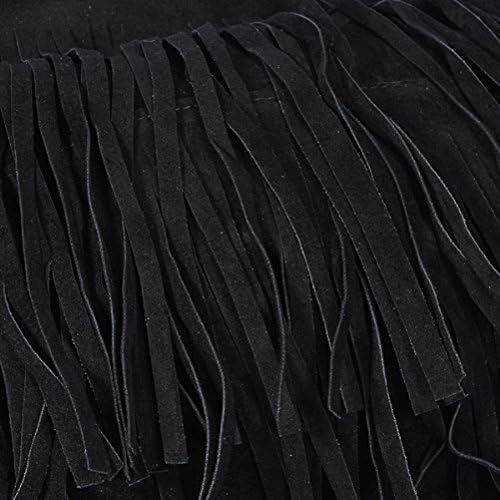 Museya Fashion Women's Ladies Fringe Tassels Faux Suede Shoulder Bag Messenger Bag Cross-body Tote Handbag (Black)