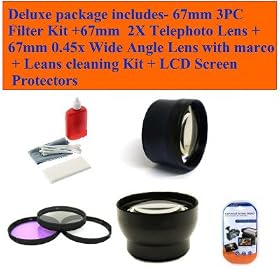Sony Nexvg20 Camcorder Deluxe Package Includes 67mm 3pc Filter Kit + 67mm 2x Telephoto Lens + 67mm 0.45x Wide Angle Lens with Marco + LCD Screen Protectors + Lens Cleaning Kit