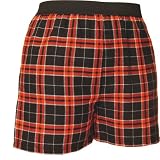 Orange and Black Tartan Plaid Check Cotton Flannel Plaid check boxers boxer shorts available in 5 adult sizes exposed waist false fly by 