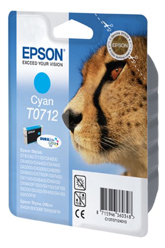 Epson Original T0712  Durabrite Cyan Ink Cartridge