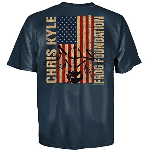 Chris Kyle Frog Foundation USA Flag Adult Harbor Blue T-shirt