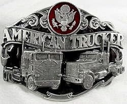 American Trucker Enamel Pewter Belt Buckle