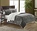 Chic Home Evie 3 Piece Blanket Set Soft Sherpa Lined Microplush Faux Mink with Shams, Queen Grey