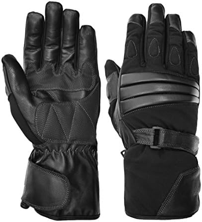 Vance Leathers Men's Premium Padded Gauntlet Motorcycle Gloves - Black - L