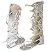 Kattee Women's Knee-high Strappy Platform Gladiator Sandals Shoes with Zipper