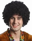 Halloween Costume Accessories Adult Wigs Mens Curly Hair Afro Fro Black Disco 1970s 70s Hippie Theme Party Wig