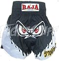 Raja Martial Arts Black With Silver Flame Rajadamnern Muay Thai Boxing Shorts