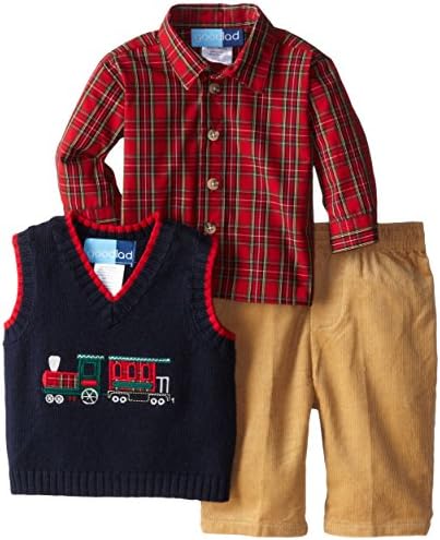 Good Lad Baby-Boys Newborn Train Applique Sweater Vest Pant Set