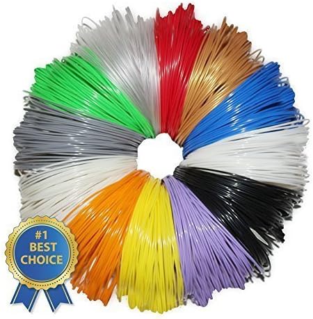 3D Pen Filament Refills - 50 STENCIL EBOOK &amp; BONUS GLOW IN THE DARK COLOR INCLUDED - 1.75mm ABS - 240 Linear Feet Total of 12 Different Colors in 20 Foot Lengths
