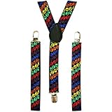 Luxury Divas Novelty Print Clip On Elastic Suspenders