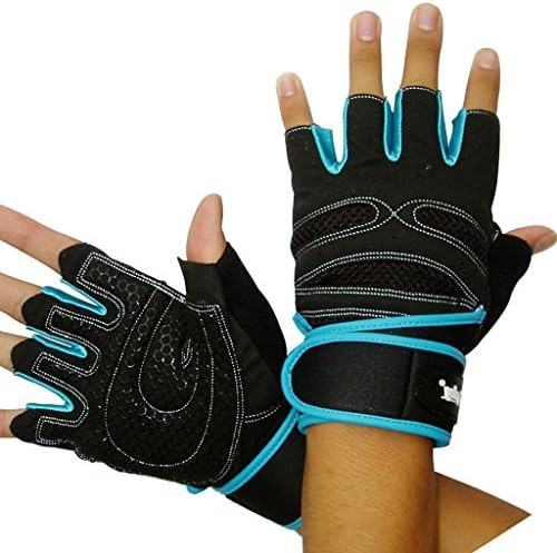 Lifemall GL Half Finger Fitness Gloves Gym Workout Training Outdoor Sports Wrist Wrap -Microfiber Cloth(Black&amp;Blue,L)
