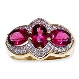 SAVE 74% Michael Valitutti 14K Rubellite & Diamond Yellow Gold Ring by Designer Michael Valitutti - FREE Shipping! & FREE Gemstone Information Card - OVERSTOCK Clearance Sale!