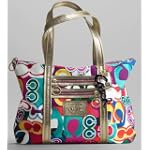 Coach Signature Poppy Glam Bag Purse Tote 13839