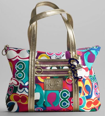 Coach Signature Poppy Glam Bag Purse Tote 13839