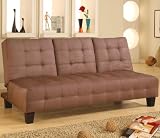 Coaster Microfiber Sofa Bed with Drop Down Cup Holder in Tan