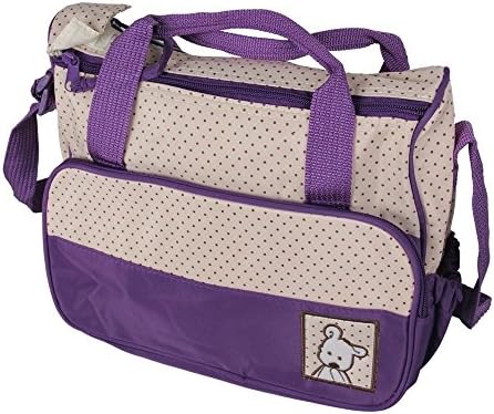 5pc Multi Function Baby Diaper Nappy Shoulder Mummy Tote Bag (Purple)
