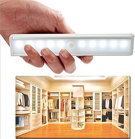 Longweng Sensing Light 10-led Wireless Motion Sensing Stick-on Anywhere Step LED Light Bar with Magnetic Strip, Pure White (warm light)