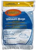 6 Allergen Bags for Riccar, Simplicity Type S, Eureka W, Fast Vac, GE, Compact Canister Hand Held Vacuum Cleaner #858, replaces Simplicity #SS-6 and Riccar part #RSQ-6, Sport, S100, FV500, FV-500, AC DELCO 550, SQuick Supra Quik, SupraQuik RSQ1