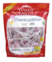YummyEarth Organic Lollipops, Strawberry Smash (50 + Pops), 12.3-Ounce Bags (Pack of 4)