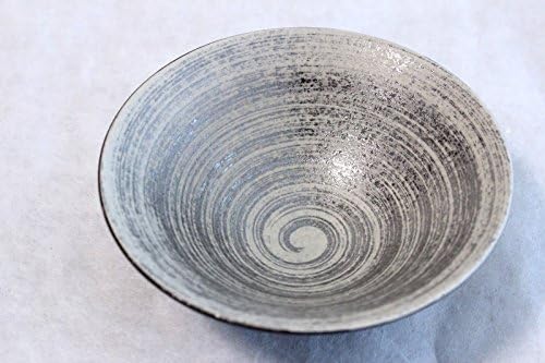 Arita Porcelain Japanese Matcha Chawan Tea Bowl Kurouchi Hakugin Silver Hira Flat