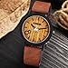 CUCOL Eco Faux Wooden Dial Watches for Men and Women Leather Band Casual Wristwatch