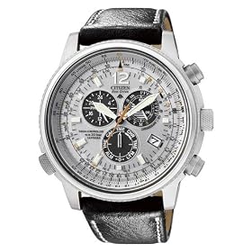 Citizen - AS4020-44H - Montre Homme - Quartz Analogique - Cadran Gris - Bracelet Cuir Noir