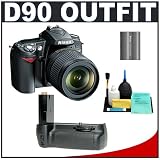 Nikon D90 Digital SLR Camera with 18-105mm AF-S DX VR Nikkor Lens [Outfit] + Nikon MB-D80 Grip + EN-EL3e Battery + Cameta Bonus Accessory Kit