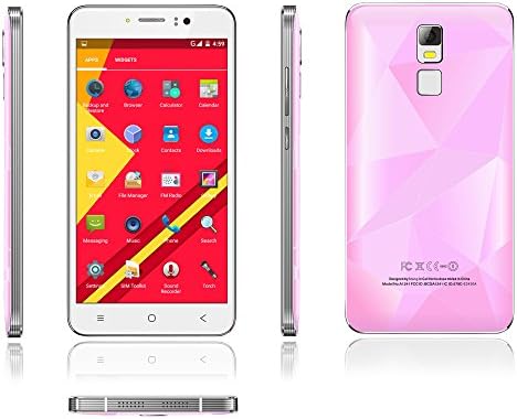 Unlocked 5.5" QHD 2.5D Glass IPS Android 5.1 Lollipop Smartphone Dual Sim Dual Standby MTK6580 Quad Core Cell Phone GSM/WCDMA GPS AGPS 5.0Mp Camera (5.5inch -Pink)
