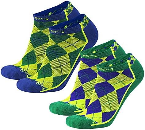 Brand 59 Diamond 2.0 Low Cut Golf Socks (Royal/Kelly/Neon Green (2 Pairs), Small)