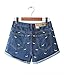 Tengo Women Banana Embroidered Curling 100% Cotton Denim Shorts