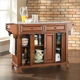 Crosley Furniture Newport Solid Granite Top Kitchen Island in Classic Cherry Finish