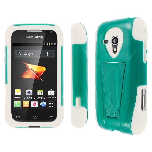 Samsung Galaxy Rush Case (M830), MPERO IMPACT X Series Dual Layered Tough Durable Shock Absorbing Silicone Polycarbonate Hybrid Kickstand Case for Galaxy Rush [Perfect Fit & Precise Port Cut Outs] - Teal Green