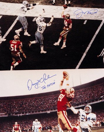 Joe Montana and Dwight Clark San Francisco 49ers - The Catch - 16x20 Dual Autographed Photograph