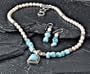 Genuine Larimar / Pearl / Silver Jewelry