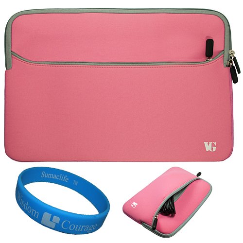 13 BabyPink Neoprene Case Bag Sleeve for Apple Macbook 13 Macbook, Macbook Pro 15 and Macbook Pro 17 Macbook Sleeves MacBook Air + SumacLife TM Wisdom Courage Wristband (Macbook 13 inches, BabyPink)