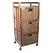 3 Drawer Rolling Cart in Dark Pinewood by Organize It All