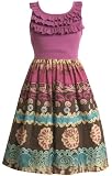 Bonnie Jean Girls 7-16 Batik Print Dress, Brown, 14