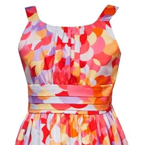 Rare Editions Girls 7-16 CORAL ORANGE LILAC YELLOW OVERLAY-DOT PRINT Spring Summer Party Dress