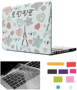 HYAIT 3-in-1 Ultra Slim Hard Case + Keyboard Cover + Anti-dust Plugs For 15" Model A1286 Aluminum Unibody MacBook Pro (Black keys, 15.4-inch diagonal regular display) --Eiffel