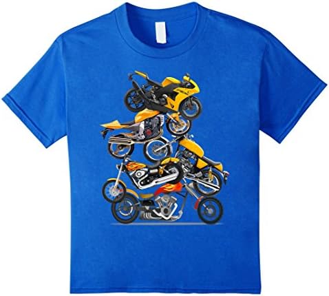 Kids Funny Motorcycle Racing T-Shirt  8 Royal Blue