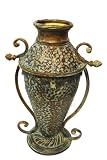 Hammered Metal Vase w/Fancy Handles