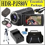 Sony HDRPJ580V High Definition Handycam 20.4 MP Camcorder Essentials Package W/ Battery + Battery Charger + Case + Tripod & Much More!!!