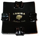 Sculpted Cohiba 4 Cigar Ashtray - Black with Gold