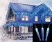 Set Of 10 Blue & White Color Changing LED Icicle Christmas Lights - Green Wire