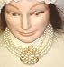 Four Strand Simulated Ivory Pearl Choker Necklace with Crystals and Pearls Pendant for Women and Teens