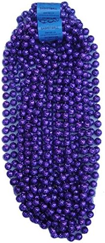 Mardi Gra Style Sport Beads Necklaces - BASKETBALL PURPLE (1 dozen)